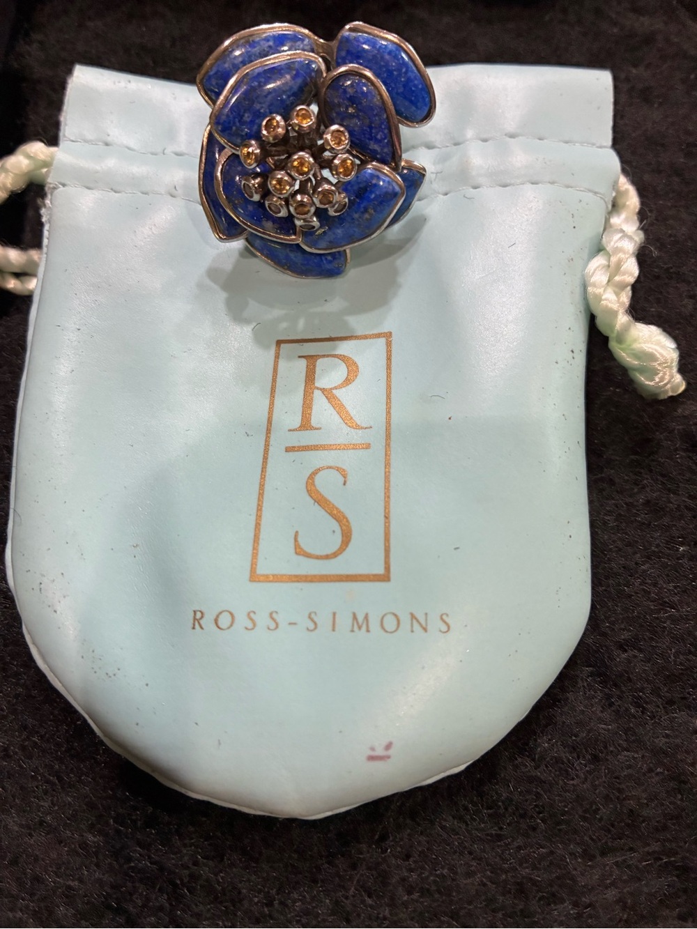 Ross-Simons Blue Enamel Floral Cocktail Ring - Picture 5 of 5